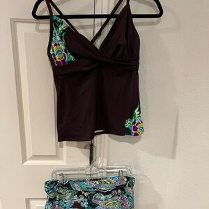 Athleta Dark Brown/paisley Swimwear